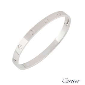 Cartier White Gold Plain Love Bracelet Size 19 B6035419